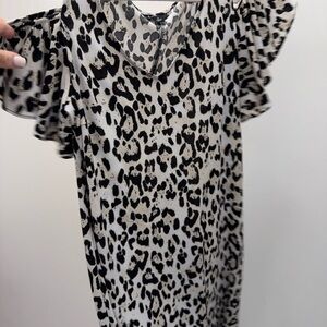MSK Animal Print Dress with Ruffle Sleeves